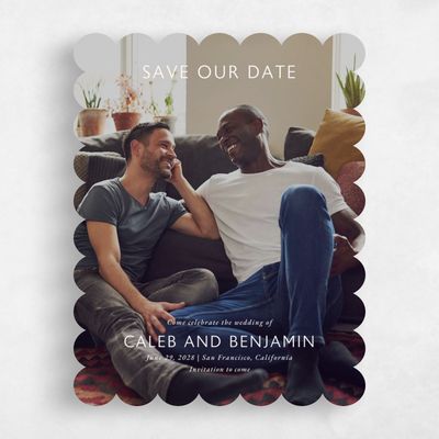 White Scalloped Wedding Save the Date - Anacostia Photo