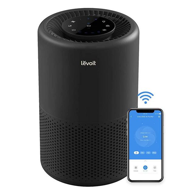 LEVOIT Air Purifiers for Home, Smart WiFi Alexa Control, H13 True HEPA Filter for Allergies, Pets, Smoke, Dust, Pollen, Ozone Free, 24db Quiet Cleaner for Bedroom with Display Off, Core 200S, Black