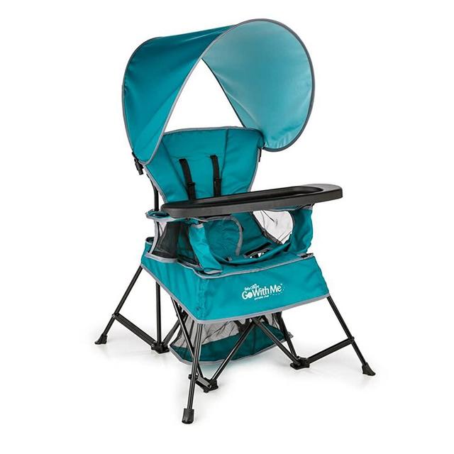 Baby Delight Go with Me Venture Chair|Indoor/Outdoor Portable Chair with Sun Canopy|Teal|3 Child Growth Stages: Sitting, Standing and Big Kid|3 Months to 75 lbs|Weather Resistant