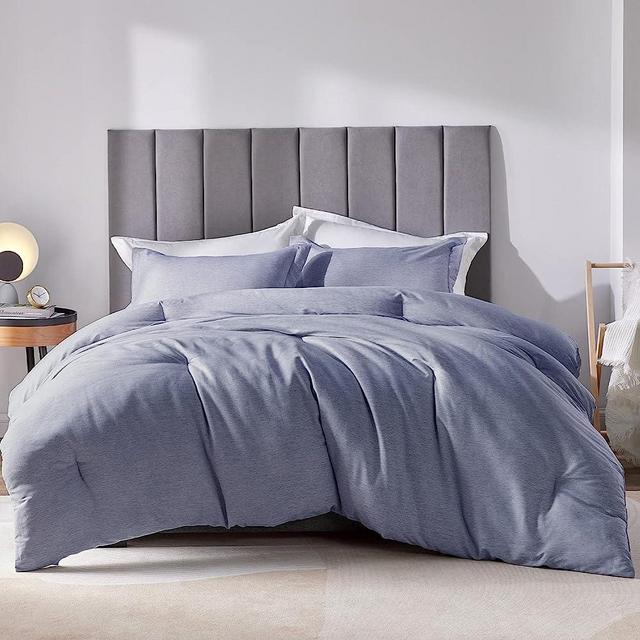 CozyLux King Size Comforter Set - 3 Pieces Blue Soft Luxury Cationic Dyeing Bedding Comforter for All Season, Breathable Lightweight Fluffy Bed Set with 1 Comforter and 2 Pillow Shams