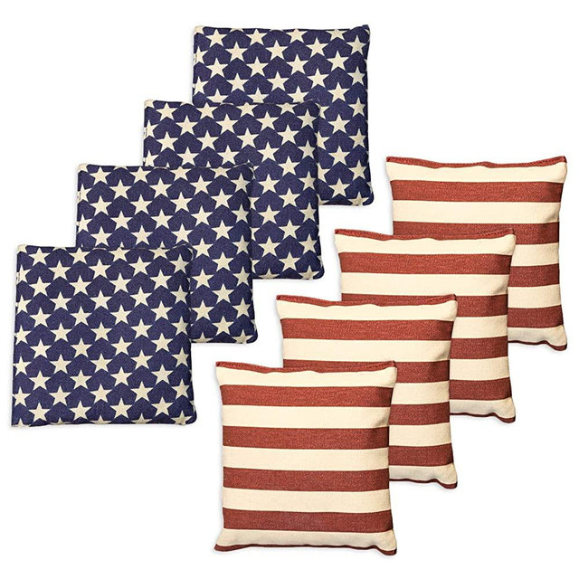 Premium Weather Resistant Duckcloth Cornhole Bags - Set of 8 Bean Bags for Corn Hole Game - Regulation Size & Weight