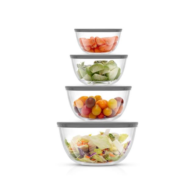 JoyJolt Joyful 4 Piece Glass Mixing Bowls with Lids Set