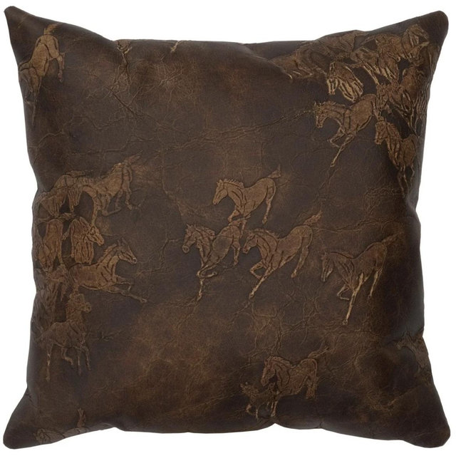 Settler Embossed Leather Throw Pillows
