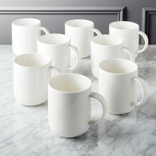Contact White Mugs Set of 8