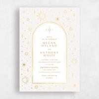 Beige Wedding Invitation - Heron Portrait Foil