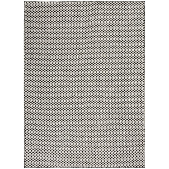 Nourison Courtyard Indoor/Outdoor Ivory Charcoal 6' x 9' Area Rug, Geometric, Easy Cleaning, Non Shedding, Bed Room, Living Room, Dining Room, Deck, Patio, Backyard (6x9)