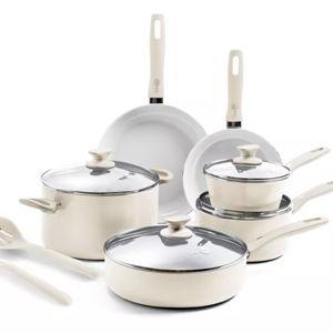 GreenPan Dover Ceramic Nonstick 12-Piece Cookware Set in Cream