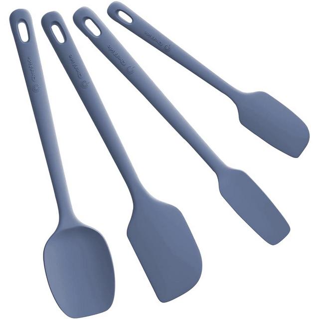 ChefAide 4 Pieces Silicone Spatula Set, Food Grade Rubber Spatula, Upgrade Strong Handle with Ergonomic Grip, Heat Resistant Up to 600°F for Nonstick Cookware, Cooking Baking Mixing