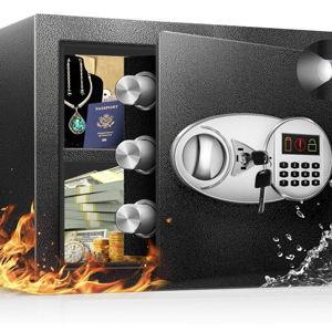 TOTOY 1.8 Cu Ft Fireproof Safe Box For Home Documents with Emergency Battery Box - Steel Security Small Safe Lock Box with Electronic Keypad, LED Sensor Light- Safety Box For Hotel Cash, Jewelry