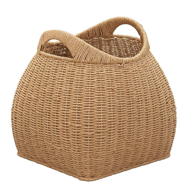 Household Essentials Paper Rope Basket with Handles, Natural