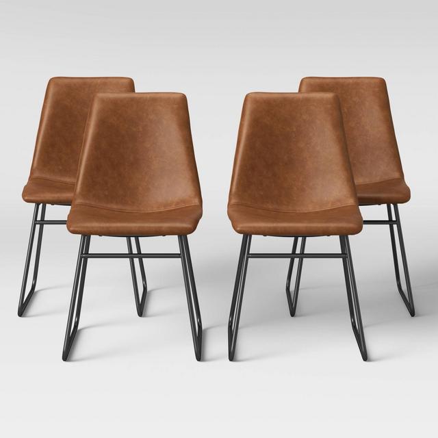 4pk Bowden Faux Leather and Metal Dining Chair Caramel - Project 62™