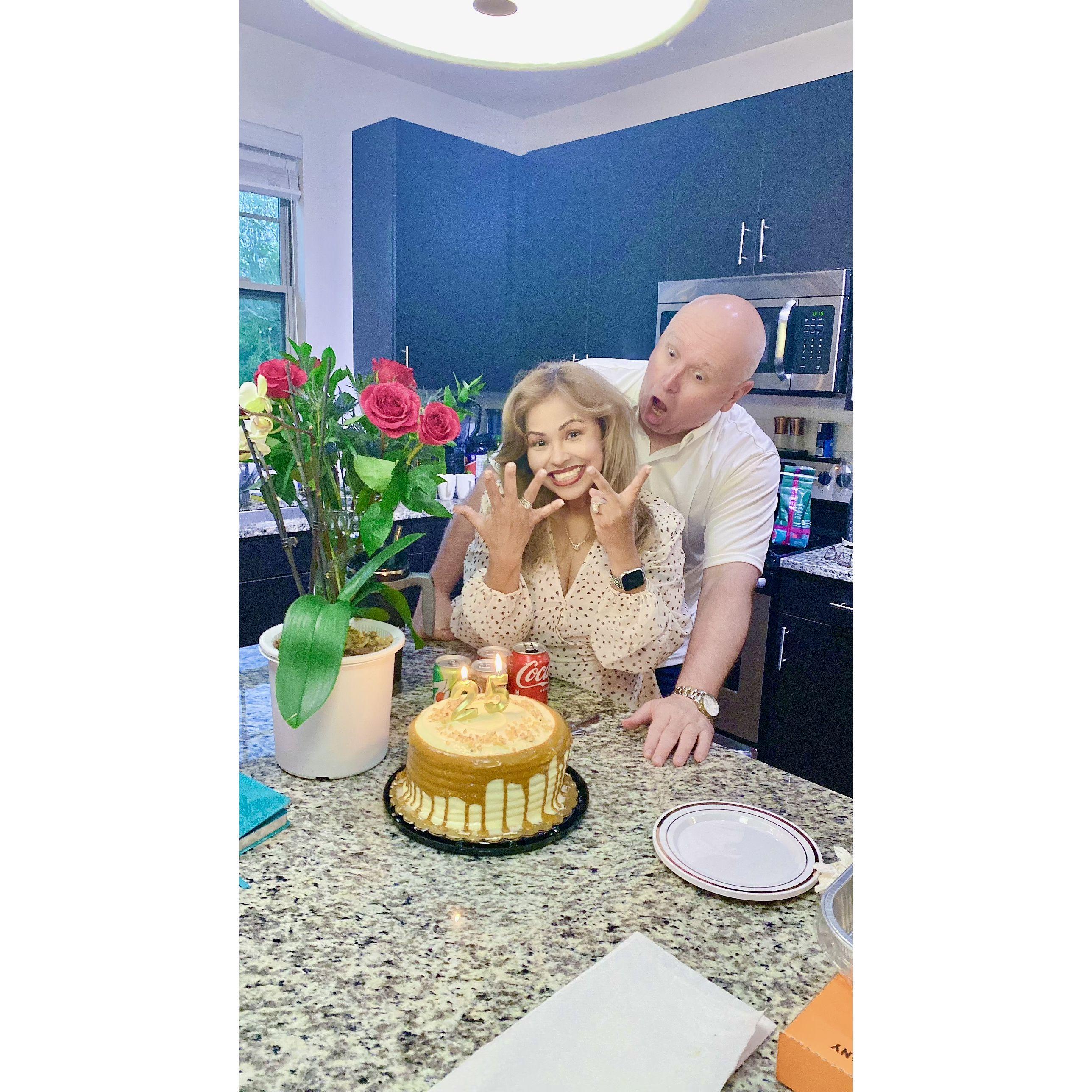 Celebrating a birthday.