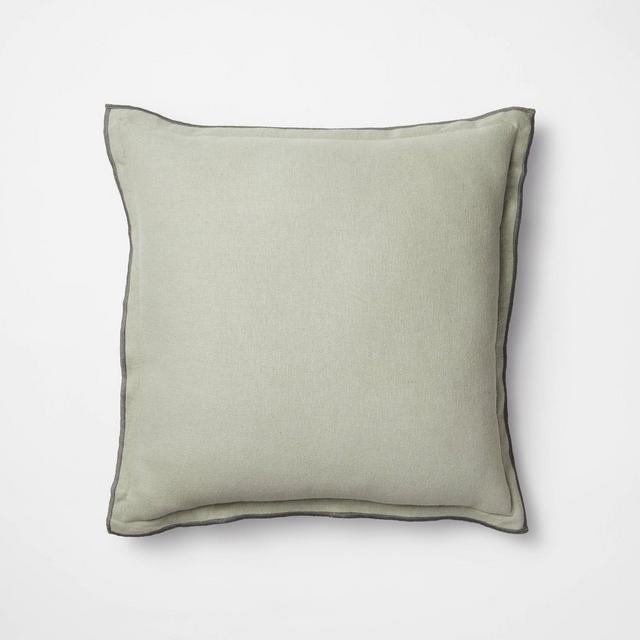 Linen Square Throw Pillow Green - Threshold™ designed with Studio McGee
