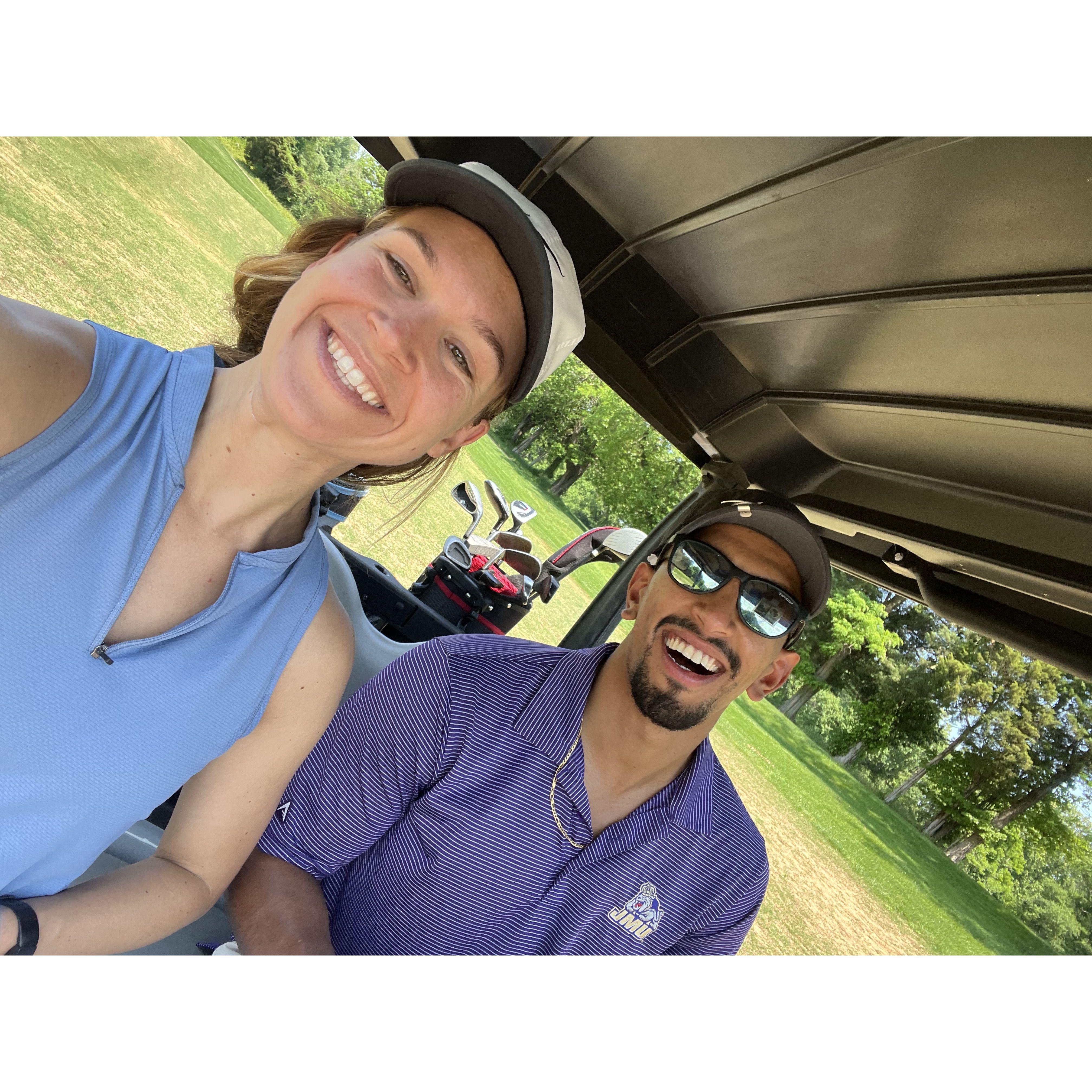 Doing one of our favorite activities together, golf!