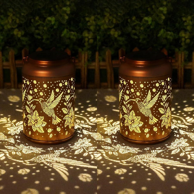 Birthday Gifts for Women Mom Grandma, Mothers Day Gifts, 2 Pack Hummingbird Solar Lights Outdoor Waterproof, Decoration Outside for Outdoor, Yard, Garden Decor Solar Lantern