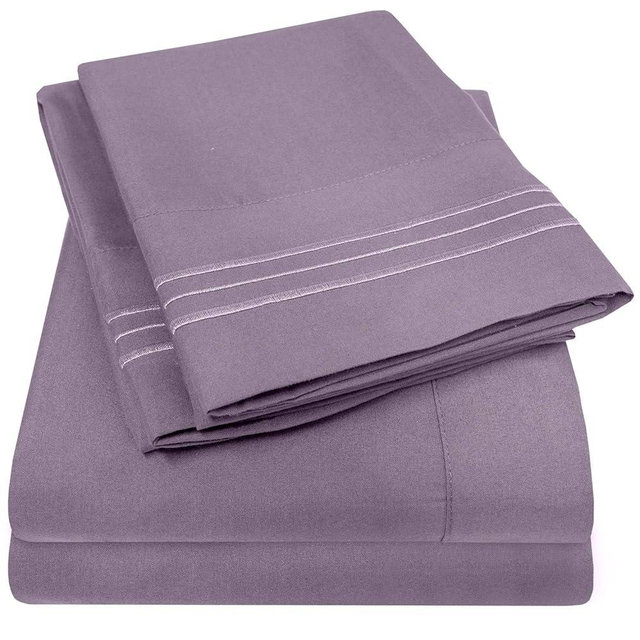 1500 Supreme Collection Queen Sheet Sets Plum - Luxury Hotel Bed Sheets and Pillowcase Set for Queen Mattress - Extra Soft, Elastic Corner Straps, Deep Pocket Sheets, Queen Plum