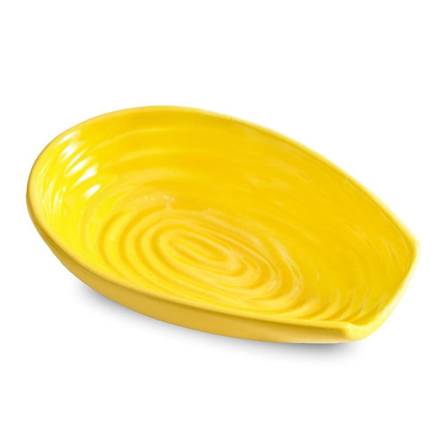 Spoon Rest, Porcelain Spoon Holder for Stove Top, Cooking Utensil Rest Kitchen Gadget Spoon Cradle for Spatula, Ladle, Tongs and Knife, Yellow