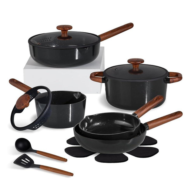 CAROTE ceramic cookware set,nonstick pots and pans，14PCS Non Toxic Healthy Non Stick Kitchen Cooking Pots and Frying Pans Set, PFAS PTFE Free