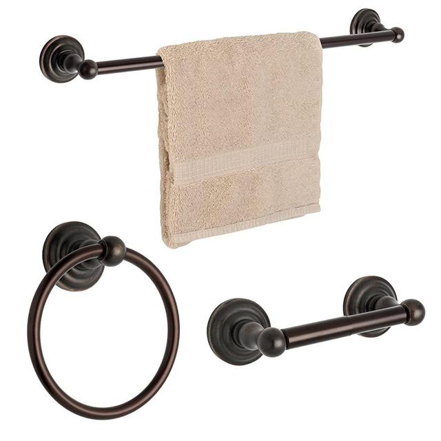 Dynasty Hardware 3800-ORB-3PC Palisades Series Bathroom Hardware Set, Oil Rubbed Bronze, 3-Piece Set, with 24" Towel Bar
