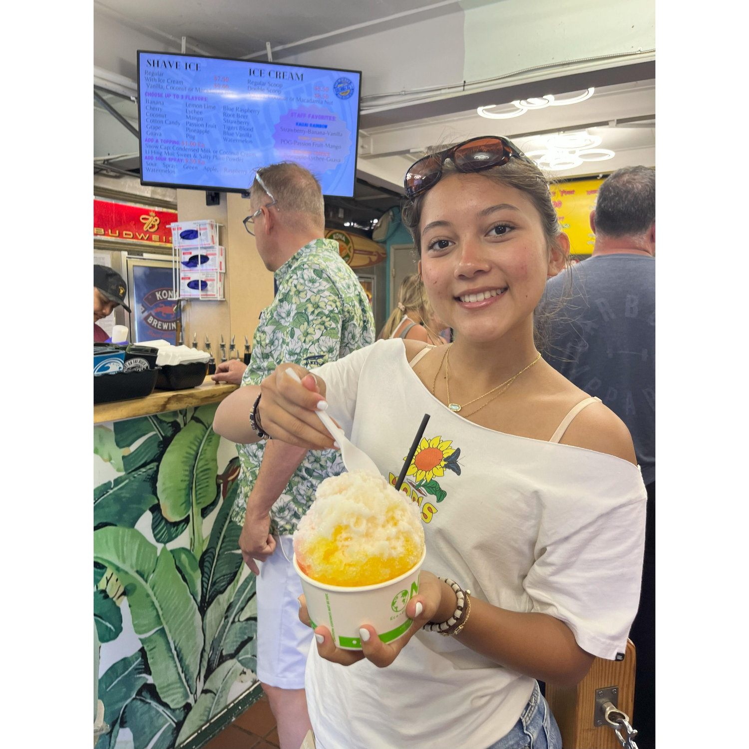Maddie enjoys a Shaved Ice in Kauai--Jun, '25
