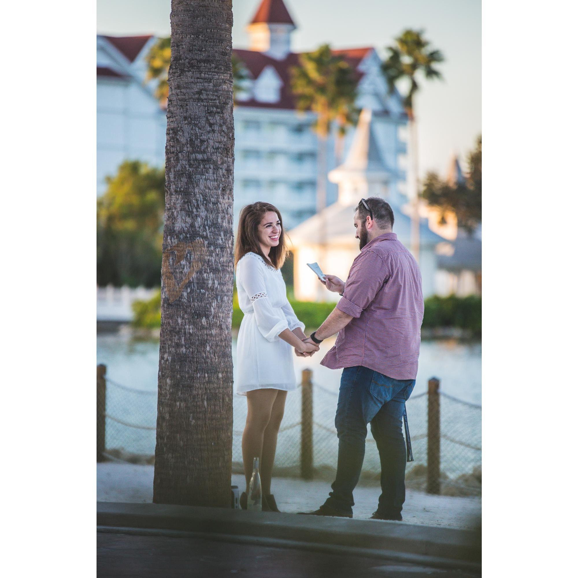 Andrew led me to the exact location of our first official date and began to play music before pulling out a small red notebook and reading through the sweetest recollection of our story thus far.