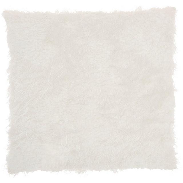 18"x18" Poly Faux Fur Shag Throw Pillow White - Mina Victory