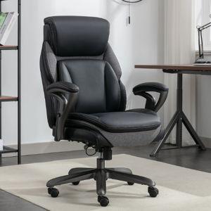 Serta® SmartLayers™ Everett Big Tall Ergonomic Vegan Leather High-Back Executive Office Chair, Black/Dark Gray, BIFMA Compliant