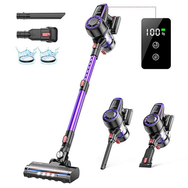 Cordless Vacuum Cleaner, 250W Stick Vacuum Cleaner with 30KPA Powerful Suction, Lightweight Handheld Vacuum LED Display for Carpet and Floor, Pet Hair (Hero 8)