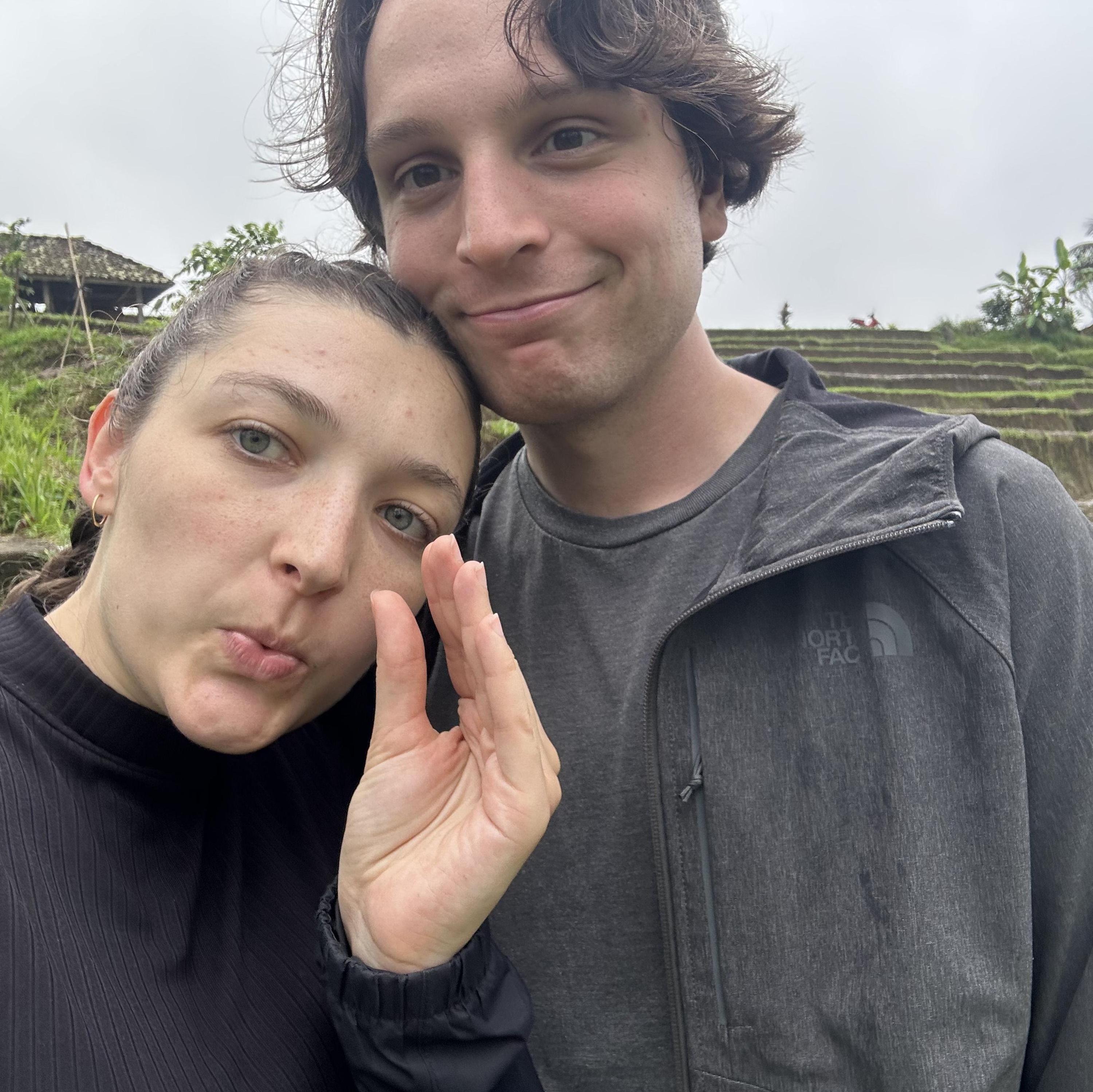 Exploring the rice paddies of Bali. Em was so inspired she was doing her best rice impression!