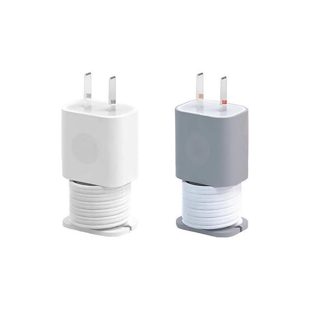 365Home 2-Pack 2 In 1 Silicone Charger Protector with Cord Wrap, Iphone Silicone Power Adapter Case, Snapback Charger Winder, Compatible with 18W/20W Charger - 1.65 x 1.1 inches (Charger not Included)