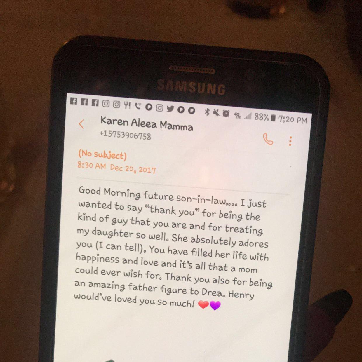 A message my mom sent Torry