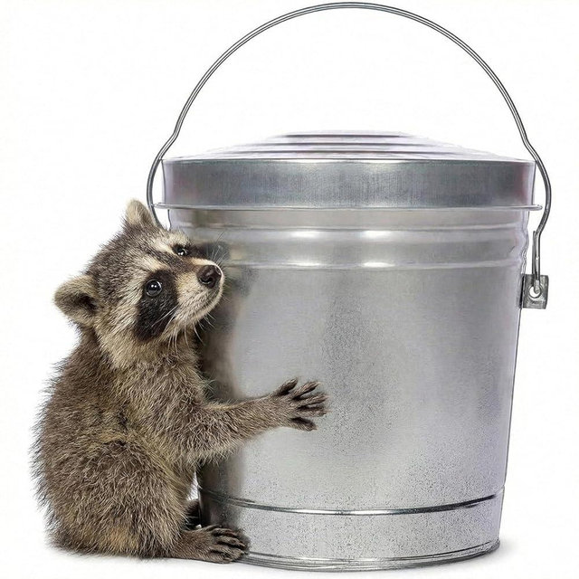Galvanized Steel Locking Lid Storage Can, 6 Gallon, Heavy Duty Metal Pail for Bird Seed, Dry Pet Food, Charcoal Ash, Rodent Proof, Rust Resistant with Wire Bail Handle