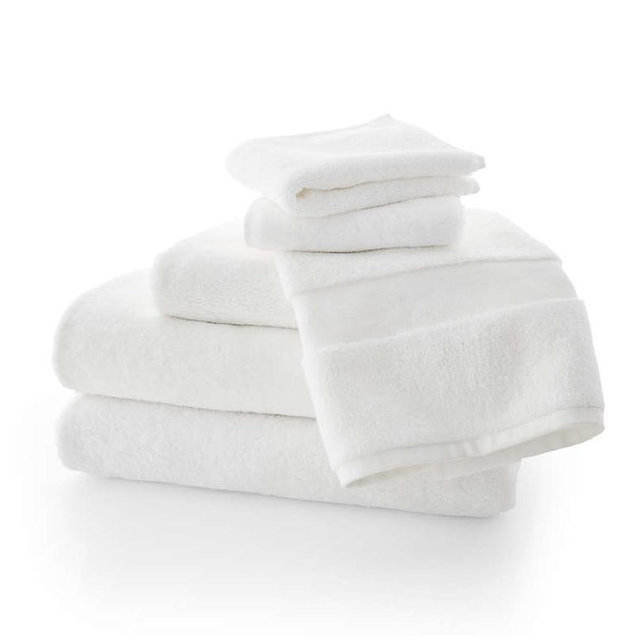 Organic Turkish Cotton White Towels, Set of 6