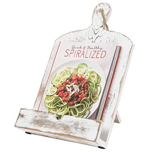 MyGift Whitewashed Cutting Board Style Cookbook Holder with Kickstand