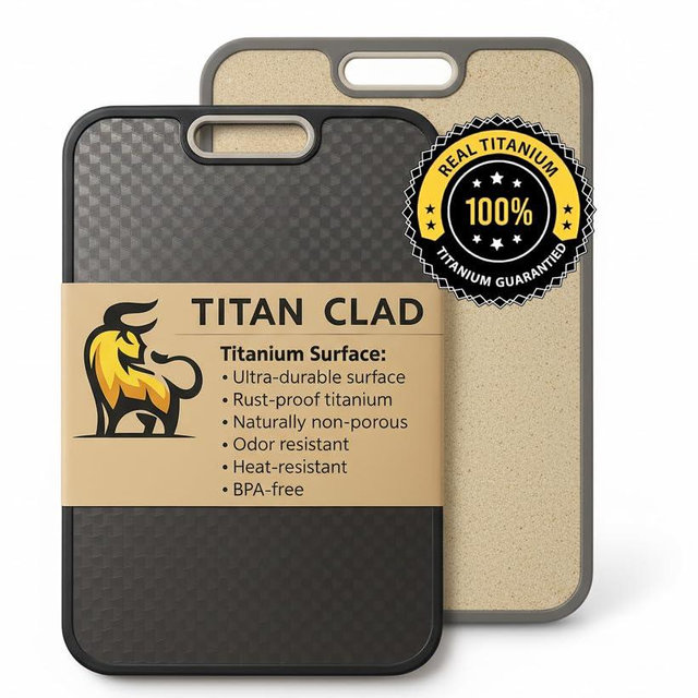 Titanium Cutting Board for Kitchen, Cutting Board Double Sided Food Grade, Pure Titanium and Wheat Straw PP, Scratch Resistant, Non Toxic Chopping Board, Dishwasher Safe, Easy to Clean Large Size