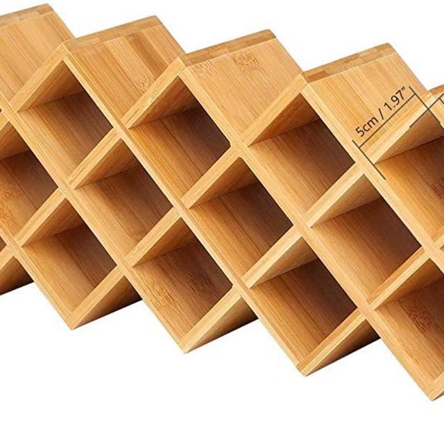 Bamboo Spice Rack, 18-Jar Bamboo Countertop Spice Rack Organizer,Free Standing Spice Organiser (18" x 7.5" x 3")