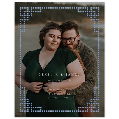 Denim Blue Pattern 1 Wedding Digital Save the Date - Clover Photo