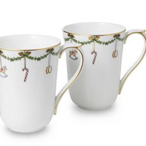 Star Fluted Christmas Mugs