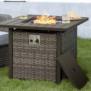 Nuu Garden 29.92-in W 50000 Maximum BTUs Iron Square Liquid propane Fire pit table