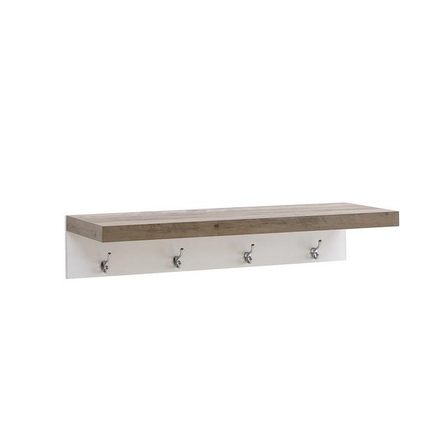 31.5" x 6.3" Wall Shelf with Four Hooks Gray/White - Danya B.