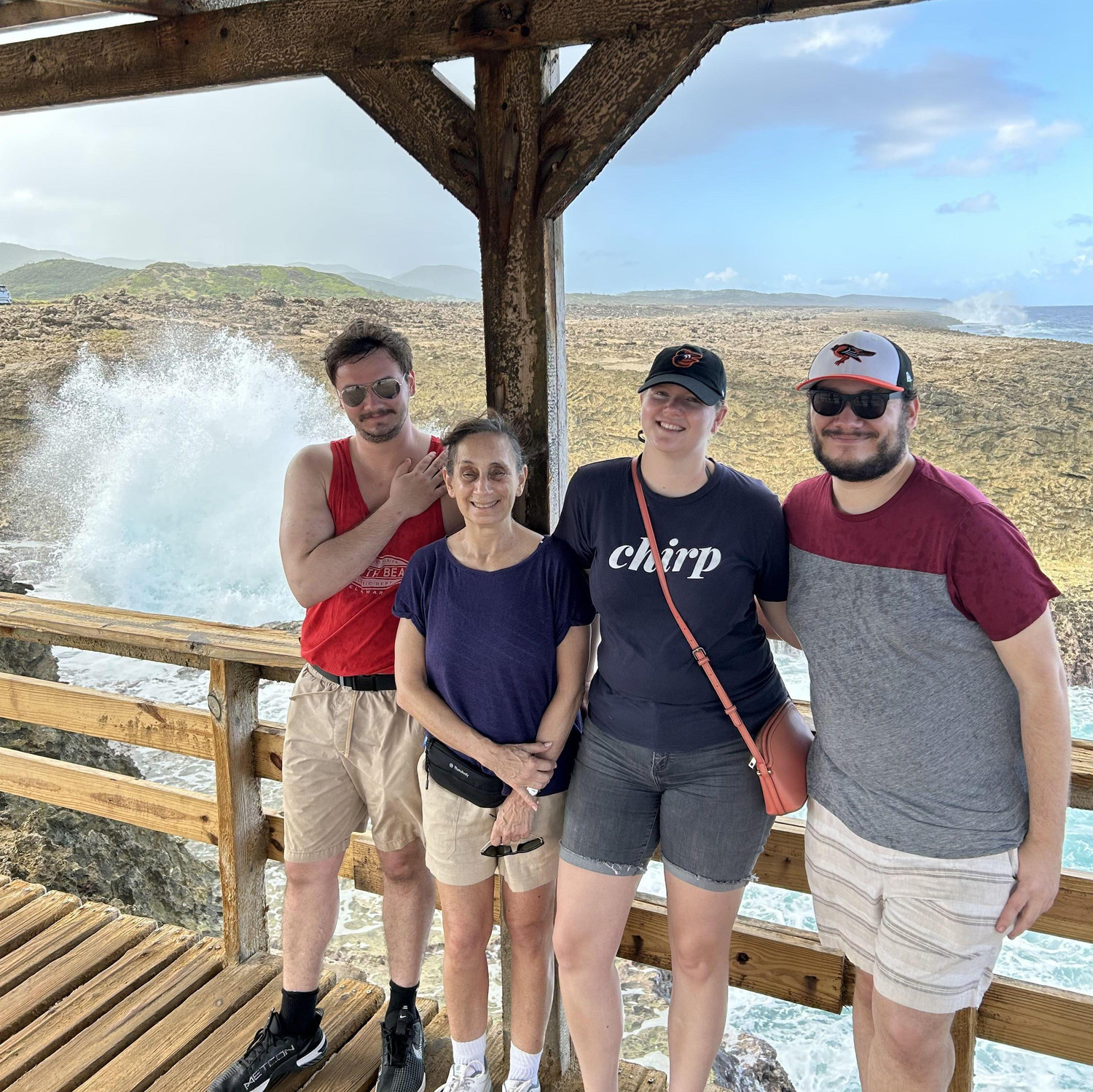 With John's family at the Boka Pistol blowhole in Shete Boka National Park, Curaçao, 2025. I love a warm vacation during the winter.