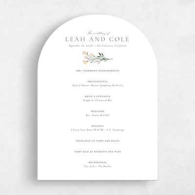 White Arch Wedding Program - Melody