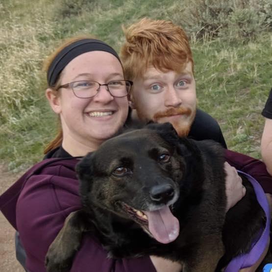 Our dog Maggie while on a hike in Vedauwoo, May 2019