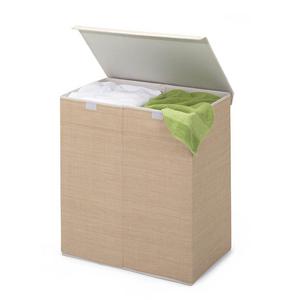 Honey-Can-Do Large Dual Laundry Hamper with Lid, Natural Resin