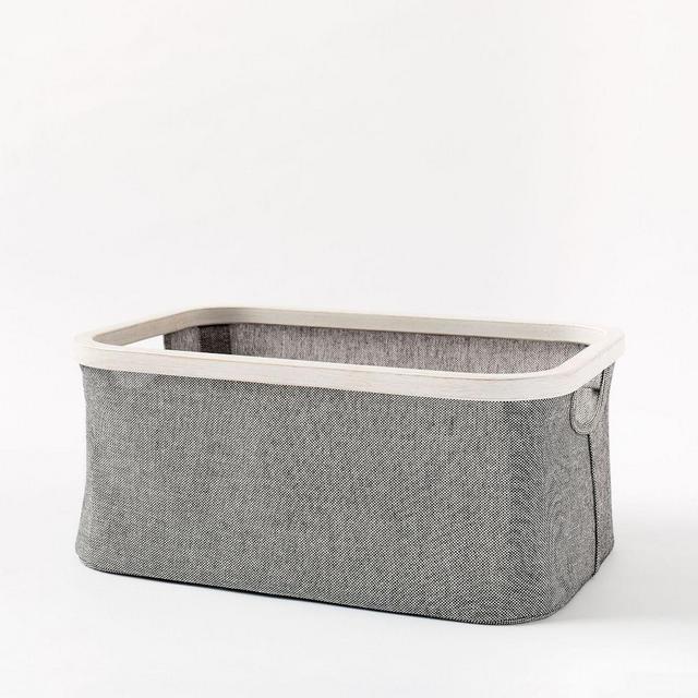 Bamboo Storage Basket, Gray Washed, Small