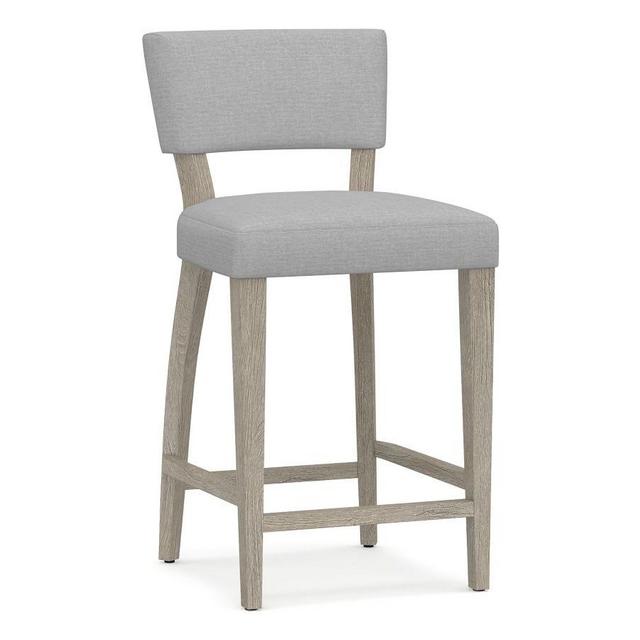 Payson Upholstered Counter Height Bar Stool, Gray Wash Leg, Brushed Crossweave Light Gray