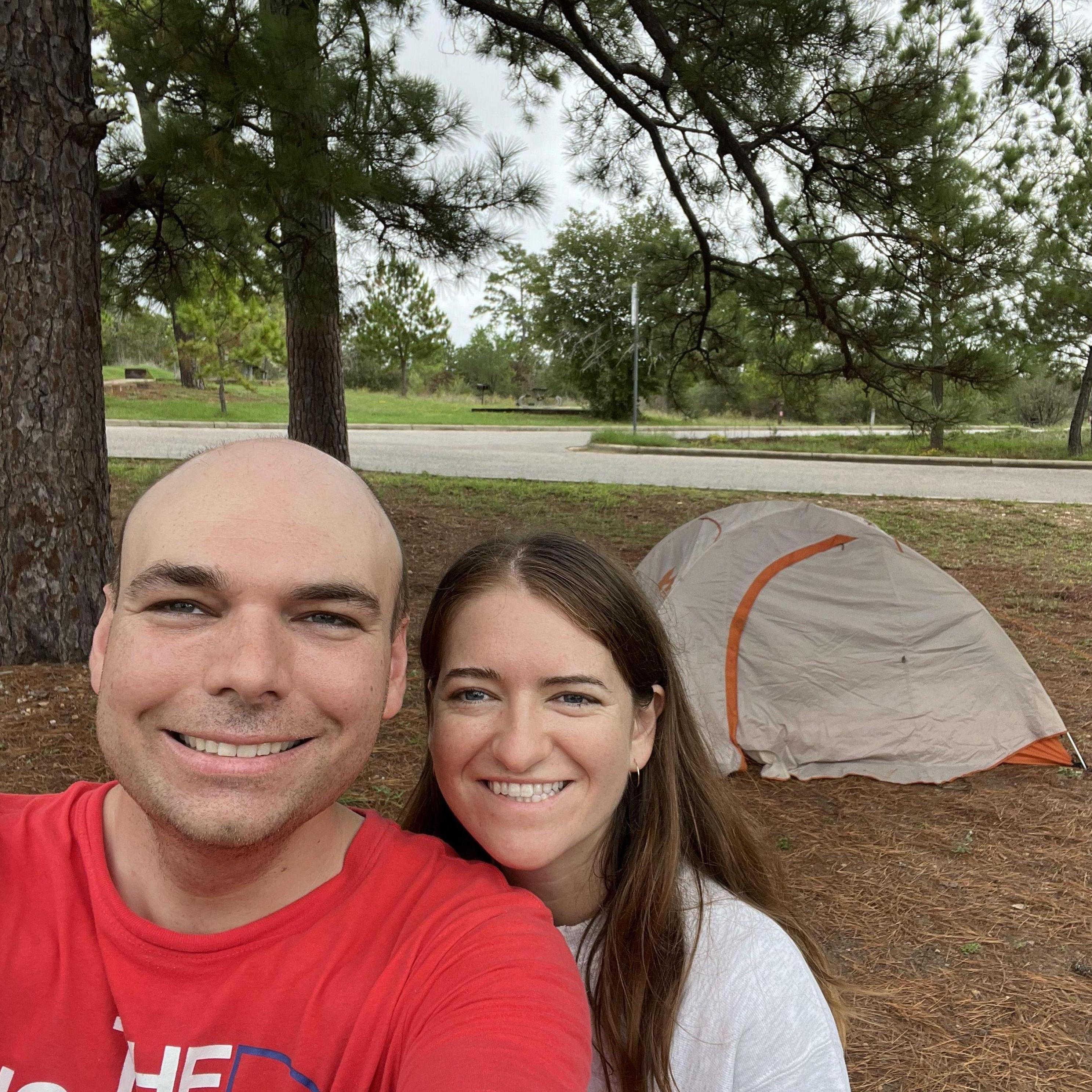 Claire teaches Jack the ways of camping at Bastrop State Park.