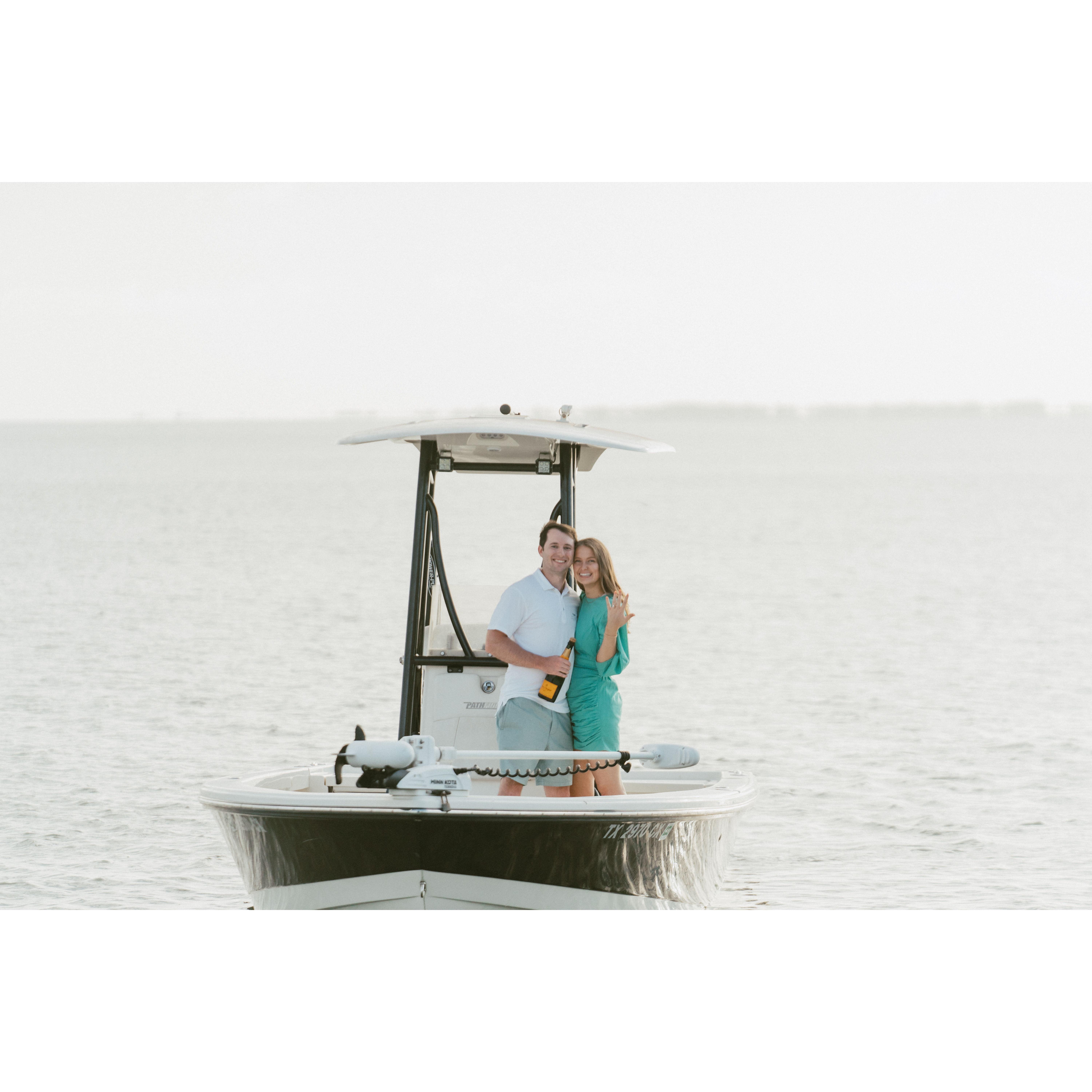 Minutes after Patrick proposed on the Galveston Bay. July 15, 2022.