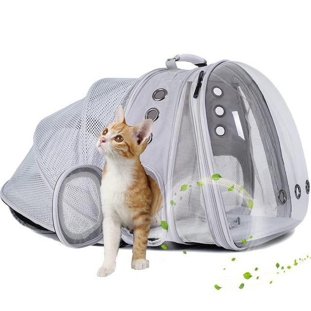Expandable Cat Backpack Carrier, Fit up to 20 lbs, Space Capsule Astronaut Bubble Window Pet Backpack for Large Cat and Small Puppy