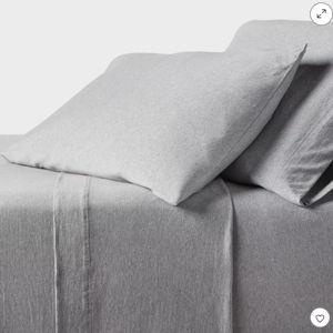 Twin Cotton Jersey Sheet Set Heather Gray - Threshold™: 100% Cotton, OEKO-TEX Certified, Includes 3 Pieces